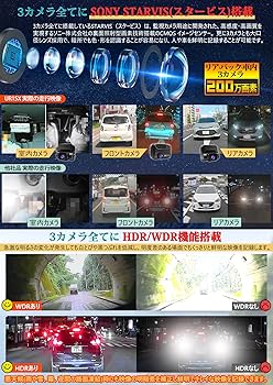 Amazon.co.jp: URVOLAX ドライブレコーダー 3カメラ 前後カメラ